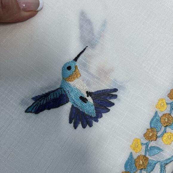 Set of 2 Renaissance Home Fashion Hummingbirds Embroidered Tiered Pair Curtains - Picture 7 of 9